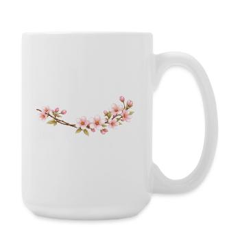 Cherry blossom branch spring motif - Large Mug 440 ml - white - Right