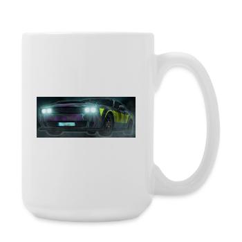 Flash Check Neon Stripe Car - Large Mug 440 ml - white - Right