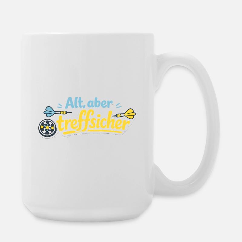 Alt, aber trefflich – Retro Darts - Große Tasse 440 ml - Weiß