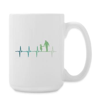 Father and daughter heartbeat dad and daughter - Large Mug 440 ml - white - Right