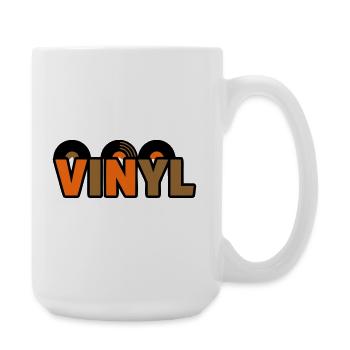 Vinyl Schriftzug Retro Musik Nerd - Große Tasse 440 ml - Weiß - Rechts