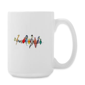 Des oiseaux colorés en laisse - Grande tasse 440 ml - blanc - Droite