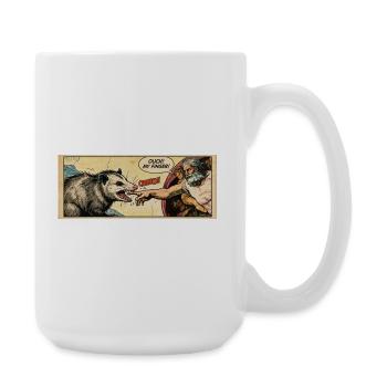 Opossum Beats God's Hand Funny Opossum Meme - Large Mug 440 ml - white - Right