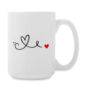 Herz Schnoerkel Linie - Große Tasse 440 ml - Weiß - Rechts