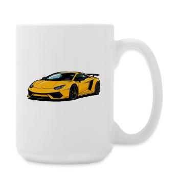 Gelber Supersportwagen Flitzer - Große Tasse 440 ml - Weiß - Rechts