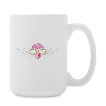 Lotus Ornament mit Yin und Yang Symbol  - Große Tasse 440 ml - Weiß - Rechts