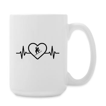 Snowboard Berge Herz - Große Tasse 440 ml - Weiß - Rechts