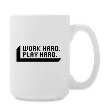 Work Hard. Play Hard. (Schwarz) - Große Tasse 440 ml - Weiß - Rechts