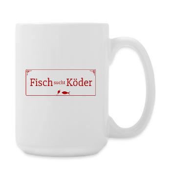 Fisch sucht Köder Vintage Angeln - Große Tasse 440 ml - Weiß - Rechts