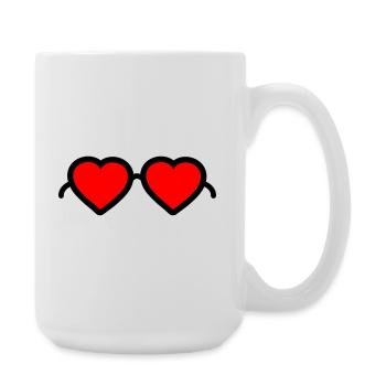 Lunettes pour cœur - Grande tasse 440 ml - blanc - Droite