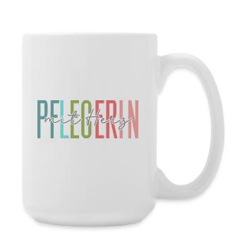 Caregiver with heart design - Large Mug 440 ml - white - Right