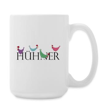 Humorvolle Hühner mit Wortspiel - Große Tasse 440 ml - Weiß - Rechts