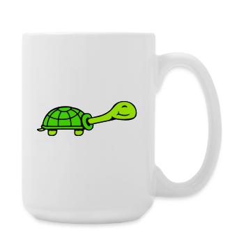 turtle cute smiling happy funny - Large Mug 440 ml - white - Right