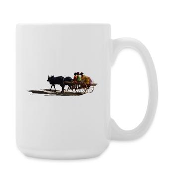 Carrosse africain à âne et passagers - Grande tasse 440 ml - blanc - Droite