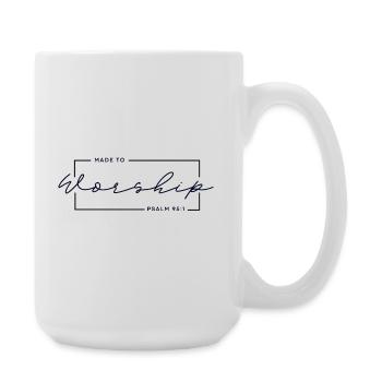 🙏Zum Gottesdienst gemacht – Psalm 95,1 Christliches T-Shirt - Große Tasse 440 ml - Weiß - Rechts