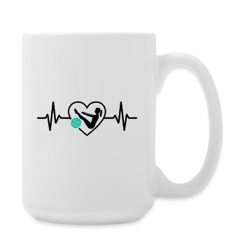Pilates Herz Frau Silhouette Fitness Training - Große Tasse 440 ml - Weiß - Rechts