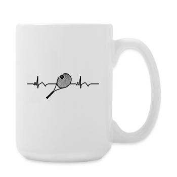 Tennis Racket Tennis Ball Tennis ECG Heartbeat - Large Mug 440 ml - white - Right