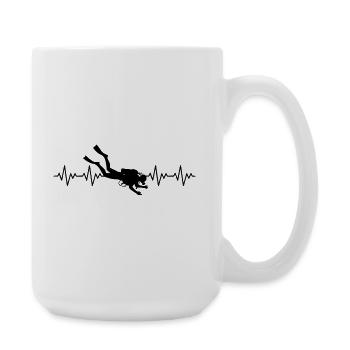 Taucher Taucherin Tauchen EKG Herzschlag - Große Tasse 440 ml - Weiß - Rechts
