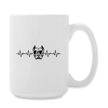 ECG du rythme cardiaque du pitbull - Grande tasse 440 ml - blanc - Droite