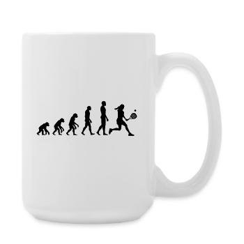 Padel Evolution, Vom Affen zur Padel Queen - Große Tasse 440 ml - Weiß - Rechts