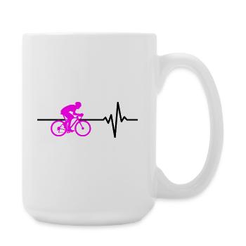 ROAD BIKE RIDING BIKE HEARTBEAT PINK BIKE - Large Mug 440 ml - white - Right