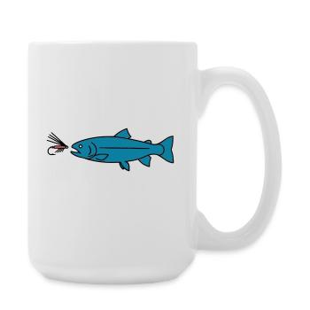 Fliegenfischen Forelle Biss Köder Vektor - Große Tasse 440 ml - Weiß - Rechts