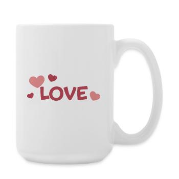 LOVE and Pastel Hearts Fancy Drawing - Large Mug 440 ml - white - Right
