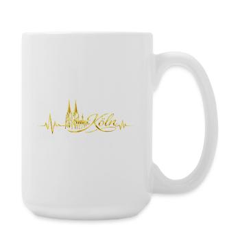 Cadeau d’amour de la cathédrale de Cologne Heartbeat Skyline - Grande tasse 440 ml - blanc - Droite