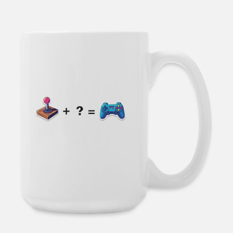 Retro joystick meets gamepad - Large Mug 440 ml - white