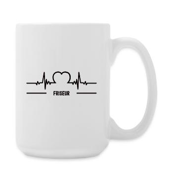 Herzschlag Friseur Herz Bester Frisör Friseursalon - Große Tasse 440 ml - Weiß - Rechts