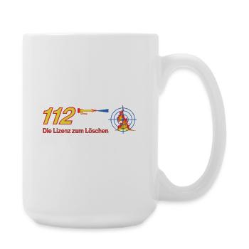 112 Lizenz zum Löschen - Feuerwehr - Große Tasse 440 ml - Weiß - Rechts