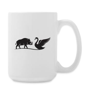 Wild Boar and Swan Black Silhouettes - Large Mug 440 ml - white - Right