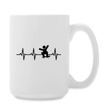 Ligne de bonhomme bâton Skateboarder - Grande tasse 440 ml - blanc - Droite