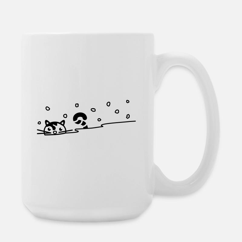 Niedliche Katze im Schnee - Große Tasse 440 ml - Weiß