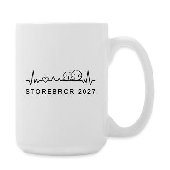 Ich Werde Großer Bruder 2027 Herzschlag Norwegisch - Große Tasse 440 ml - Weiß - Rechts