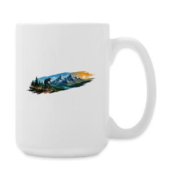 Motif of a mountain biker in the mountains - Large Mug 440 ml - white - Right