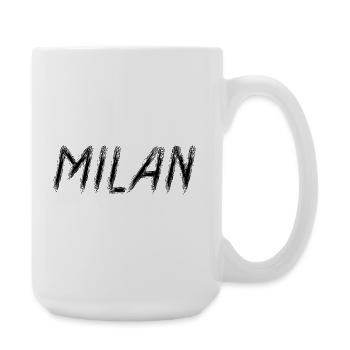 Mailand, Italien – Schwarze Grunge-Pinsel-Typografie - Große Tasse 440 ml - Weiß - Rechts
