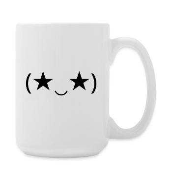 Sternenaugen Emote (★‿★) begeistert - Große Tasse 440 ml - Weiß - Rechts