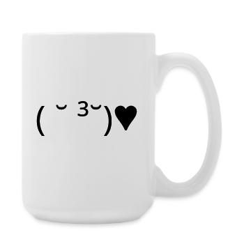 Émote de baiser ( ̆ ³ ̆) ♥ Cœur Kaomoji - Grande tasse 440 ml - blanc - Droite