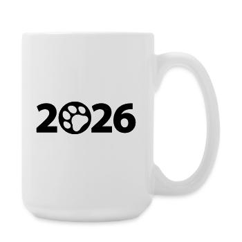 Hund 2026, Haustier 2026, Pfote 2026 - Große Tasse 440 ml - Weiß - Rechts