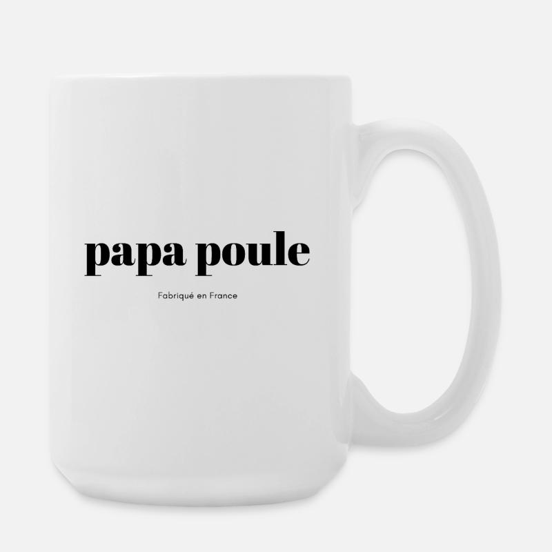 Papa-Poule-script - Grande tasse 440 ml - blanc