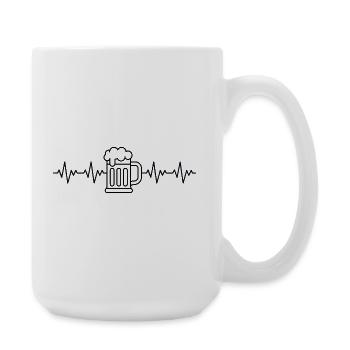 Bier Party Apres Ski JGA EKG Herzschlag - Große Tasse 440 ml - Weiß - Rechts