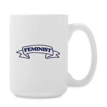 Feminist Crest Ribbon Design - Large Mug 440 ml - white - Right