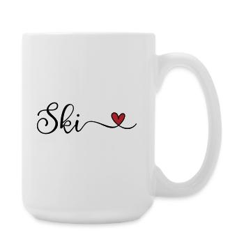 Ski with heart - Large Mug 440 ml - white - Right