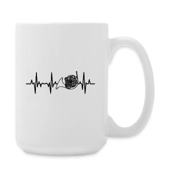 Ligne cardiaque ECG du cor français - Grande tasse 440 ml - blanc - Droite