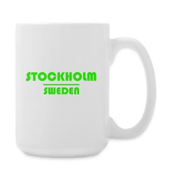 Stockholm-Motivtext mit Stadtsilhouette - Große Tasse 440 ml - Weiß - Rechts