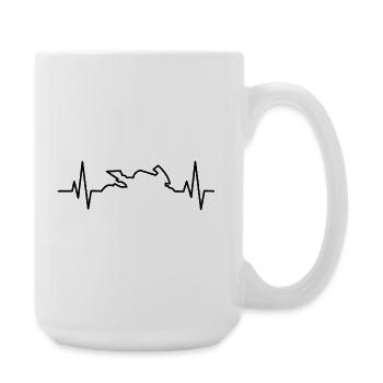 Motorcycle Heartbeat Gift - Large Mug 440 ml - white - Right