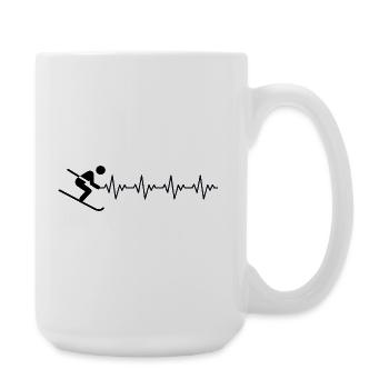 Skieur Skieur Ski ECG Battement de cœur - Grande tasse 440 ml - blanc - Droite