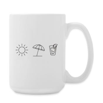 Summer Vibes – Design minimaliste de soleil et de boissons - Grande tasse 440 ml - blanc - Droite