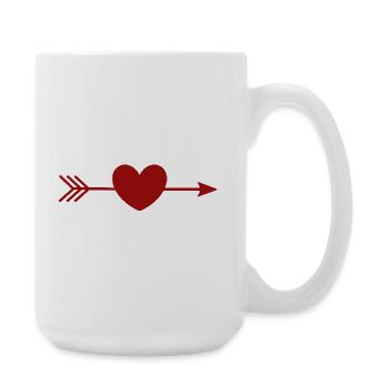 rotes Herz rot Geschenk Valentinstag - Große Tasse 440 ml - Weiß - Rechts